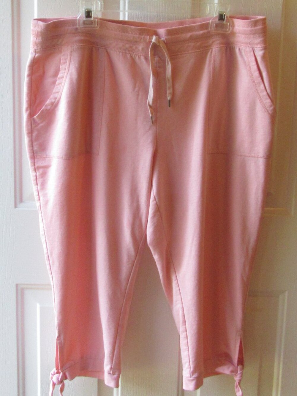 St. John's Bay XL Pink Capri Drawstring Sweat Pants with Adjustable Tie Legs Hem